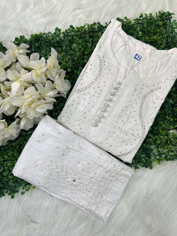 RAYON HEAVY KURTI WITH MUKAiSH WORK