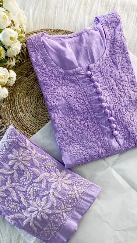 Dobby cotton Embroidery Chikankari Full Set