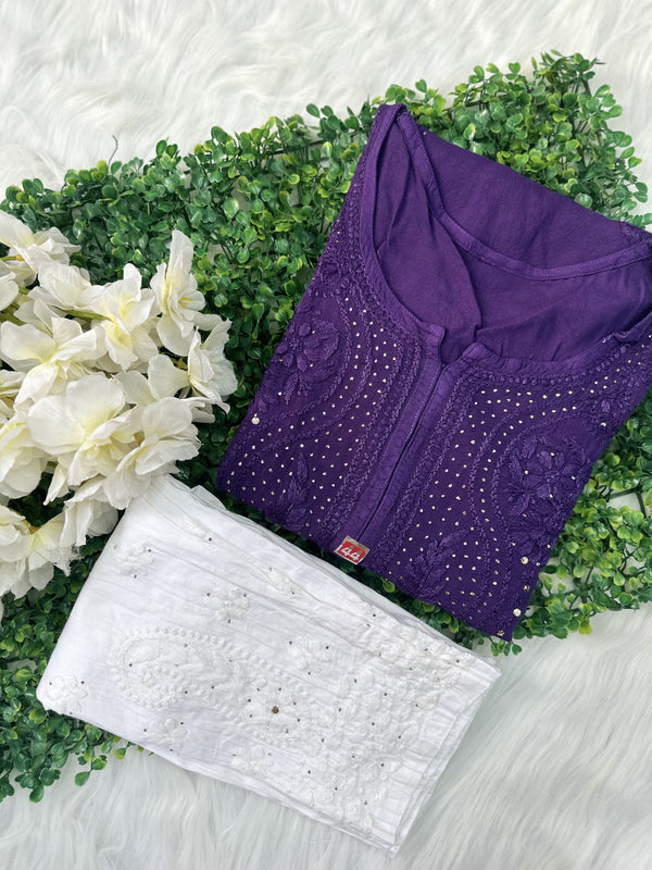 RAYON HEAVY KURTI WITH MUKAiSH WORK