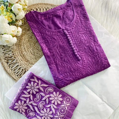 Dobby cotton Embroidery Chikankari Full Set