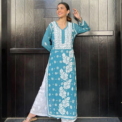 Viscose 3D Handwork Kurti / Viscose 3D kurti