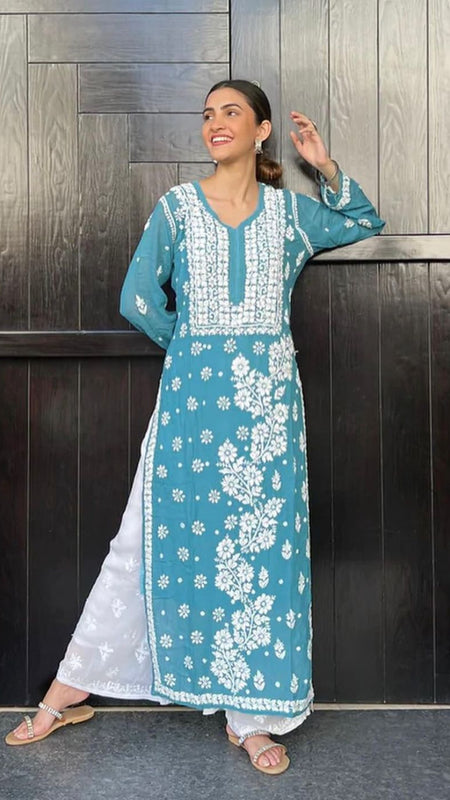 Viscose 3D Handwork Kurti / Viscose 3D kurti