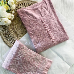 Dobby cotton Embroidery Chikankari Full Set