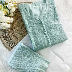 Dobby cotton Embroidery Chikankari Full Set