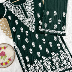 Evander Embroidery Rayon Co-ord Set