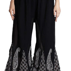 Chikankari Flared Free Size Chiffon Sharara With Lining Attached Inside