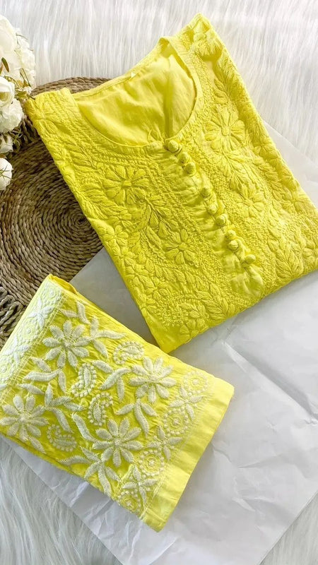 Dobby cotton Embroidery Chikankari Full Set