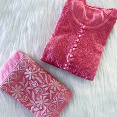 Dobby cotton Embroidery Chikankari Full Set