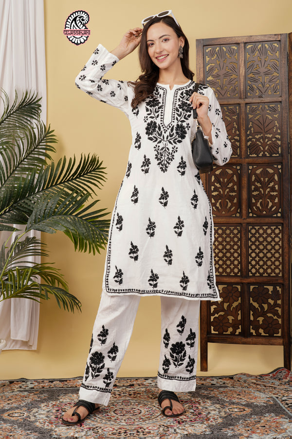 CHANDERI CO-ORD SET WITH COLOUR THREAD WITH FREE GIFT 💝 INSIDE