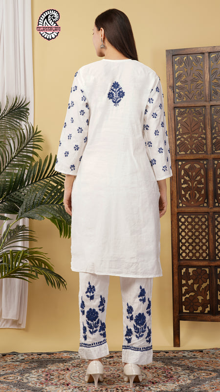 CHANDERI CO-ORD SET WITH  COLOUR THREAD WITH FREE GIFT π  INSIDE