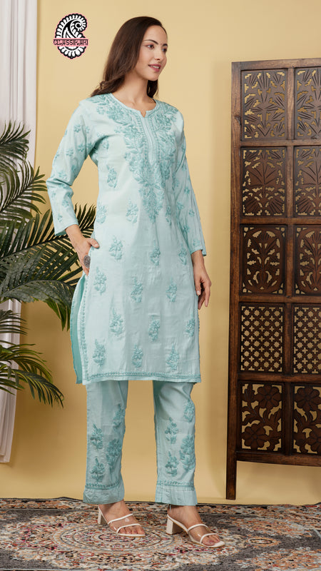 CHANDERI TONE WORK CO-ORD SET WITH FREE GIFT ๐  INSIDE