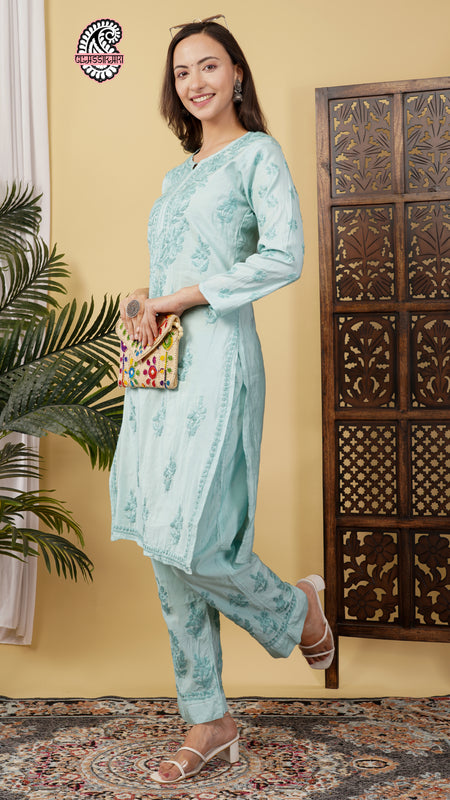 CHANDERI TONE WORK CO-ORD SET WITH FREE GIFT ๐  INSIDE