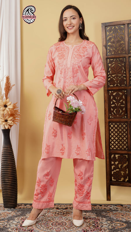 CHANDERI TONE WORK CO-ORD SET WITH FREE GIFT ๐  INSIDE