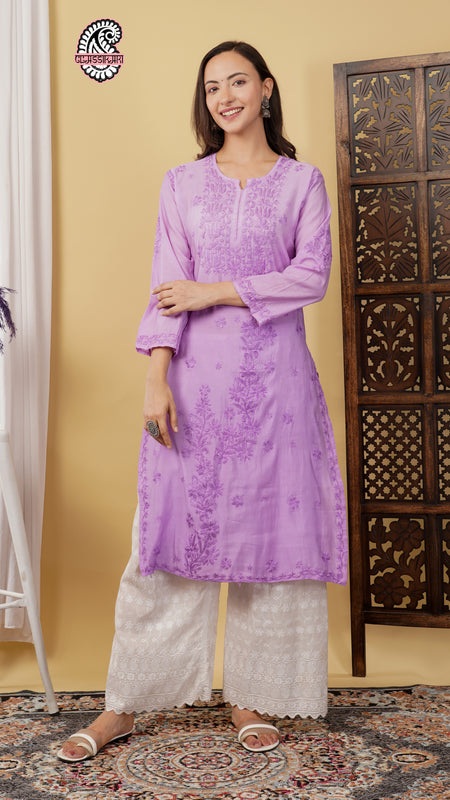 CHANDERI KURTI WITH HEAVY WORK WITH FREE GIFT π  INSIDE