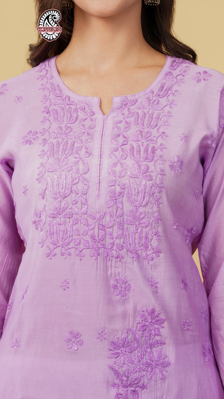 CHANDERI KURTI WITH HEAVY WORK WITH FREE GIFT π  INSIDE