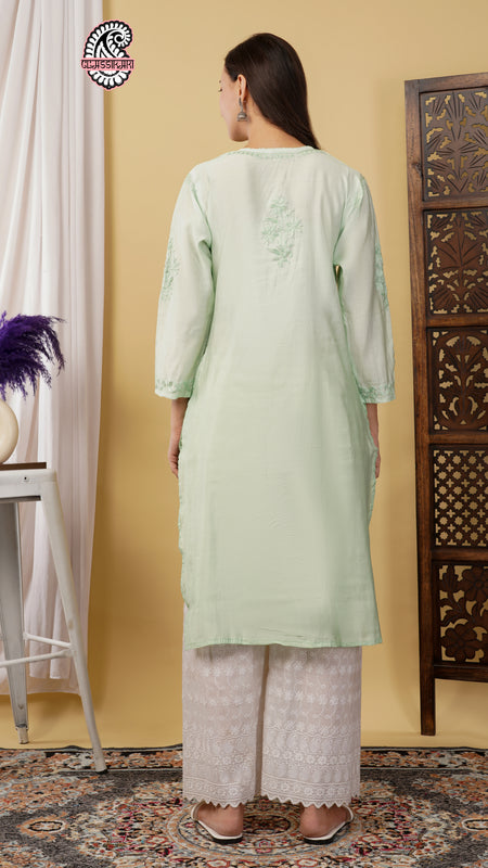 CHANDERI KURTI WITH HEAVY WORK WITH FREE GIFT π  INSIDE