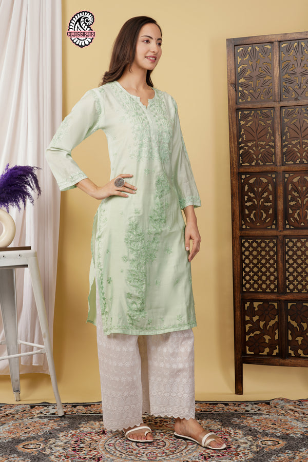 CHANDERI KURTI WITH HEAVY WORK WITH FREE GIFT đ INSIDE