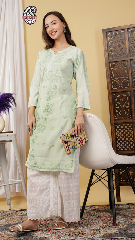 CHANDERI KURTI WITH HEAVY WORK WITH FREE GIFT π  INSIDE