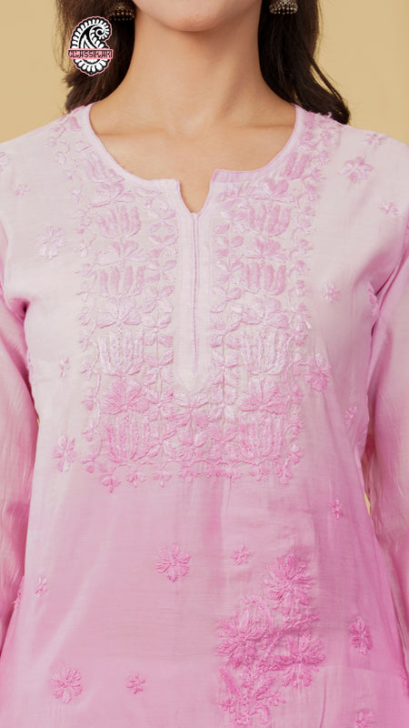 CHANDERI KURTI WITH HEAVY WORK WITH FREE GIFT π  INSIDE