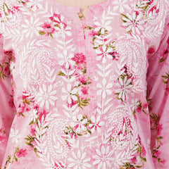 Flower print Hand embroidered Mulmul cord set