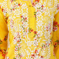 Flower print Hand embroidered Mulmul cord set