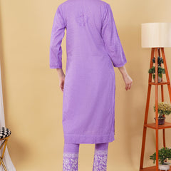 Dobby cotton Embroidery Chikankari Full Set