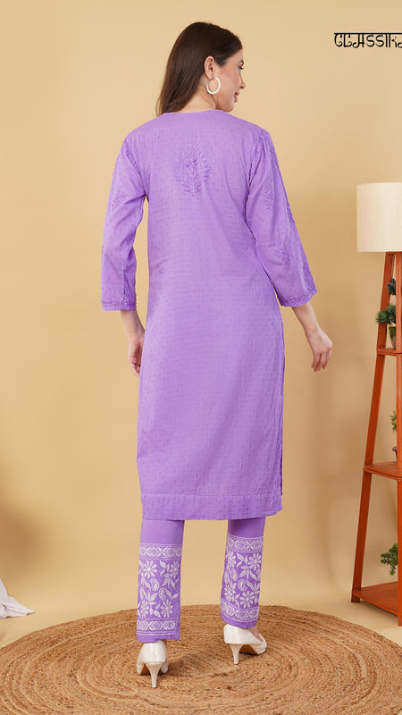 Dobby cotton Embroidery Chikankari Full Set