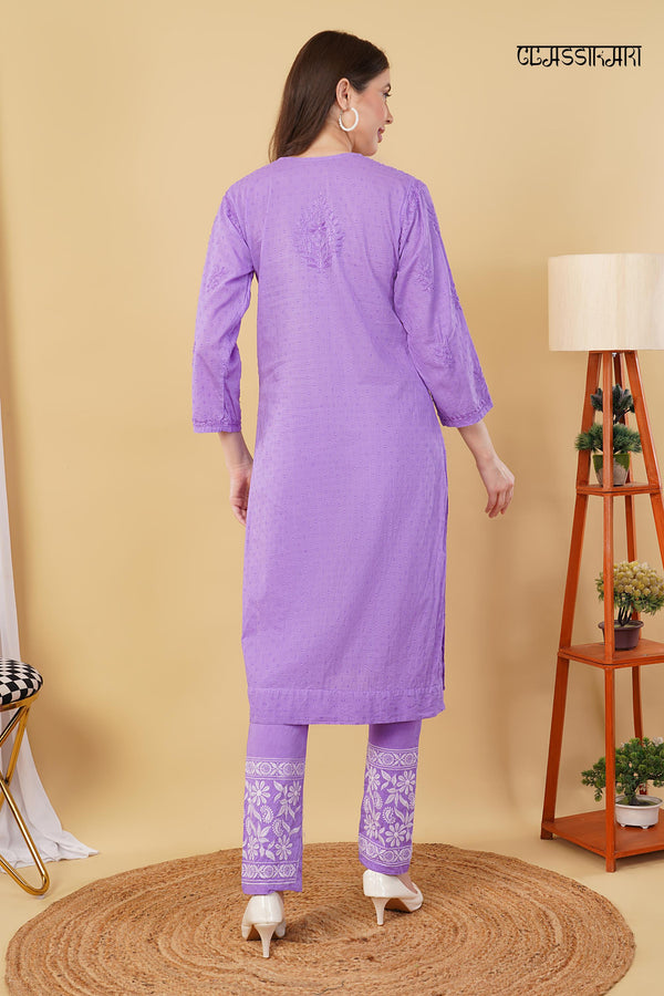 Dobby cotton Embroidery Chikankari Full Set