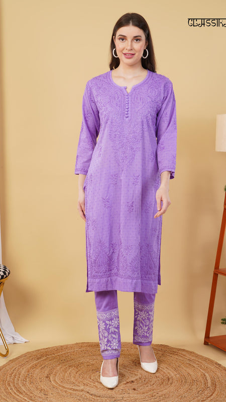 Dobby cotton Embroidery Chikankari Full Set