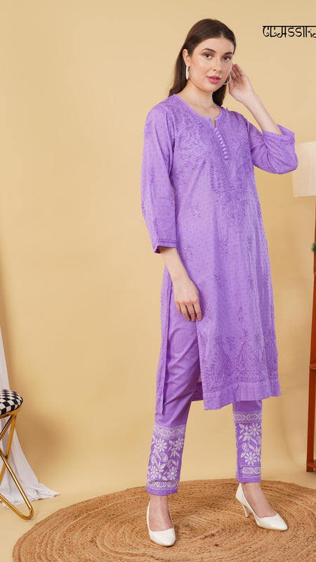 Dobby cotton Embroidery Chikankari Full Set