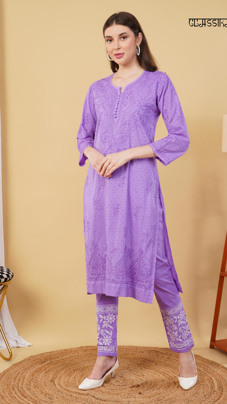 Dobby cotton Embroidery Chikankari Full Set