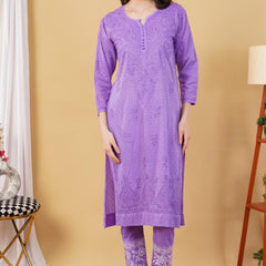 Dobby cotton Embroidery Chikankari Full Set