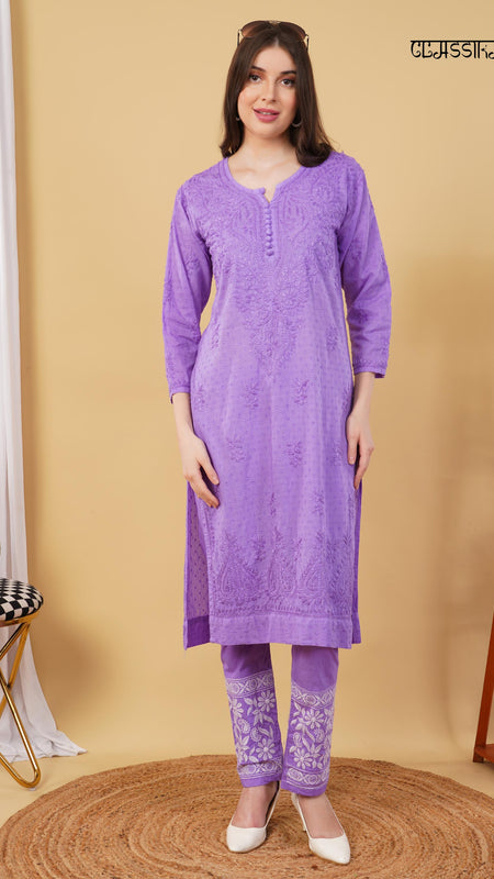 Dobby cotton Embroidery Chikankari Full Set