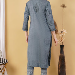 Dobby cotton Embroidery Chikankari Full Set