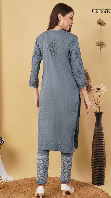 Dobby cotton Embroidery Chikankari Full Set