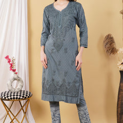 Dobby cotton Embroidery Chikankari Full Set