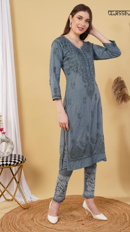 Dobby cotton Embroidery Chikankari Full Set