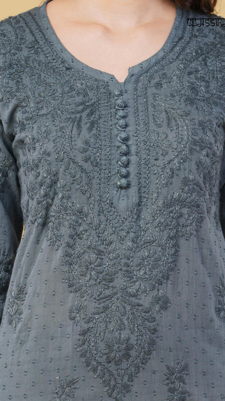 Dobby cotton Embroidery Chikankari Full Set