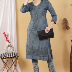 Dobby cotton Embroidery Chikankari Full Set