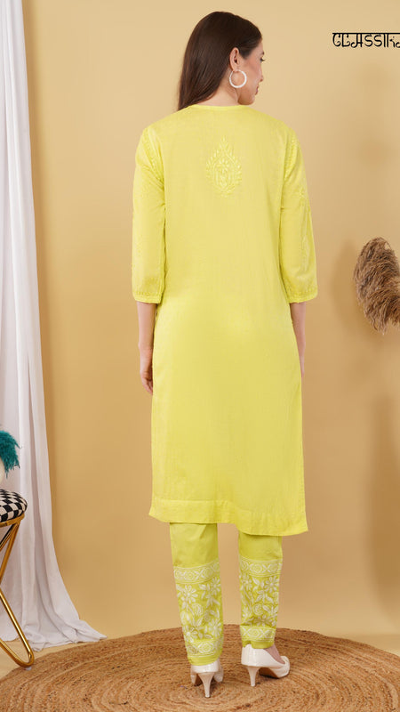 Dobby cotton Embroidery Chikankari Full Set