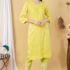 Dobby cotton Embroidery Chikankari Full Set