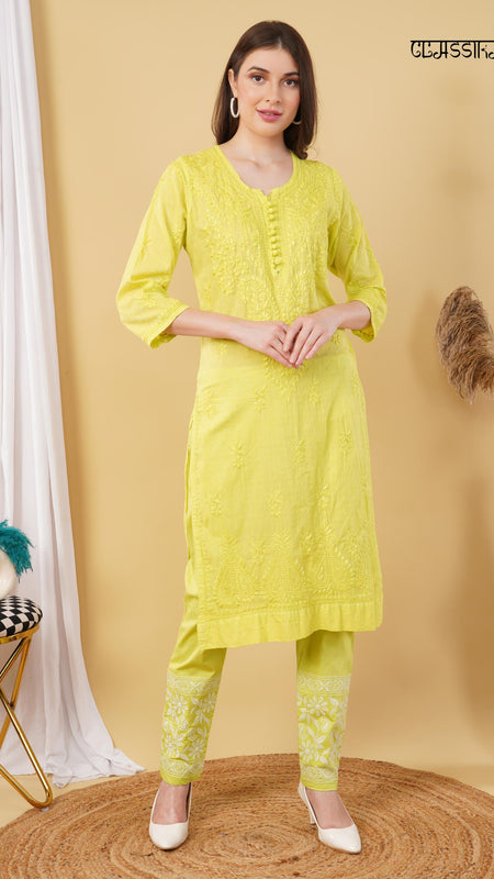 Dobby cotton Embroidery Chikankari Full Set