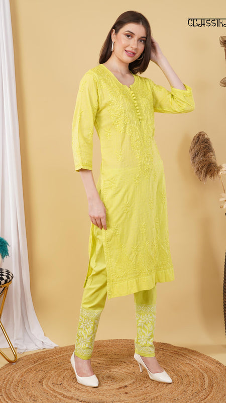 Dobby cotton Embroidery Chikankari Full Set