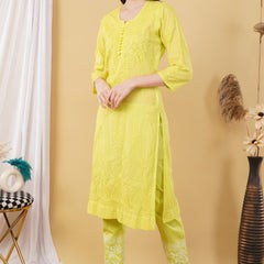Dobby cotton Embroidery Chikankari Full Set