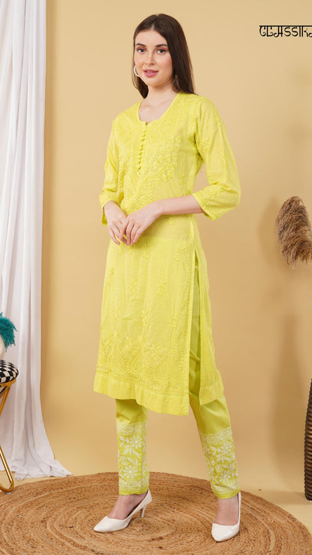 Dobby cotton Embroidery Chikankari Full Set