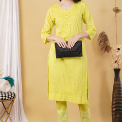 Dobby cotton Embroidery Chikankari Full Set