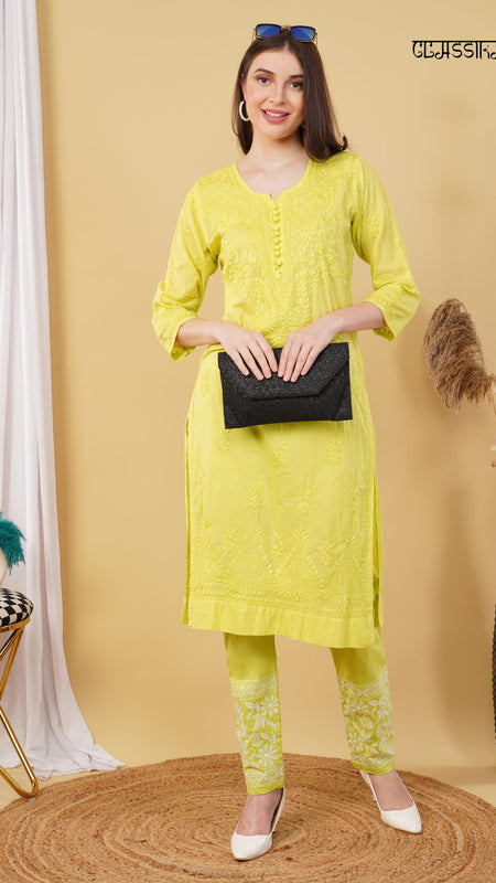 Dobby cotton Embroidery Chikankari Full Set