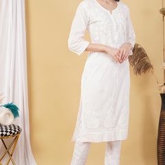 Dobby cotton Embroidery Chikankari Full Set