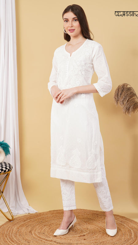 Dobby cotton Embroidery Chikankari Full Set