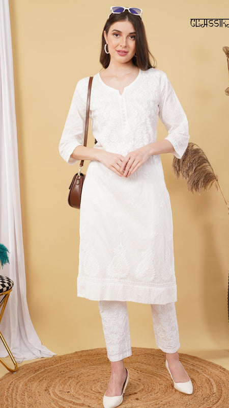Dobby cotton Embroidery Chikankari Full Set